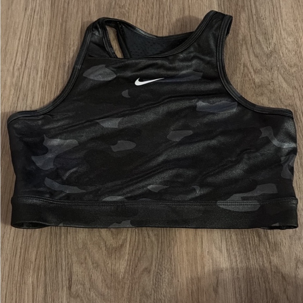 Nike Black and Gray Camo Sports Bra